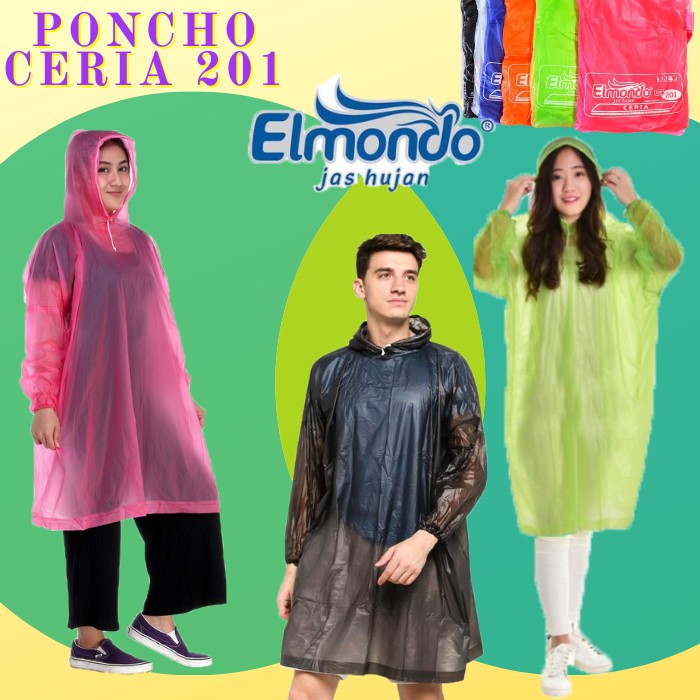 Jas Hujan Poncho Elmondo Ceria 201 - Mantel Hujan Ponco Karet Murah Poncho Karet Lengan Karet Ceria