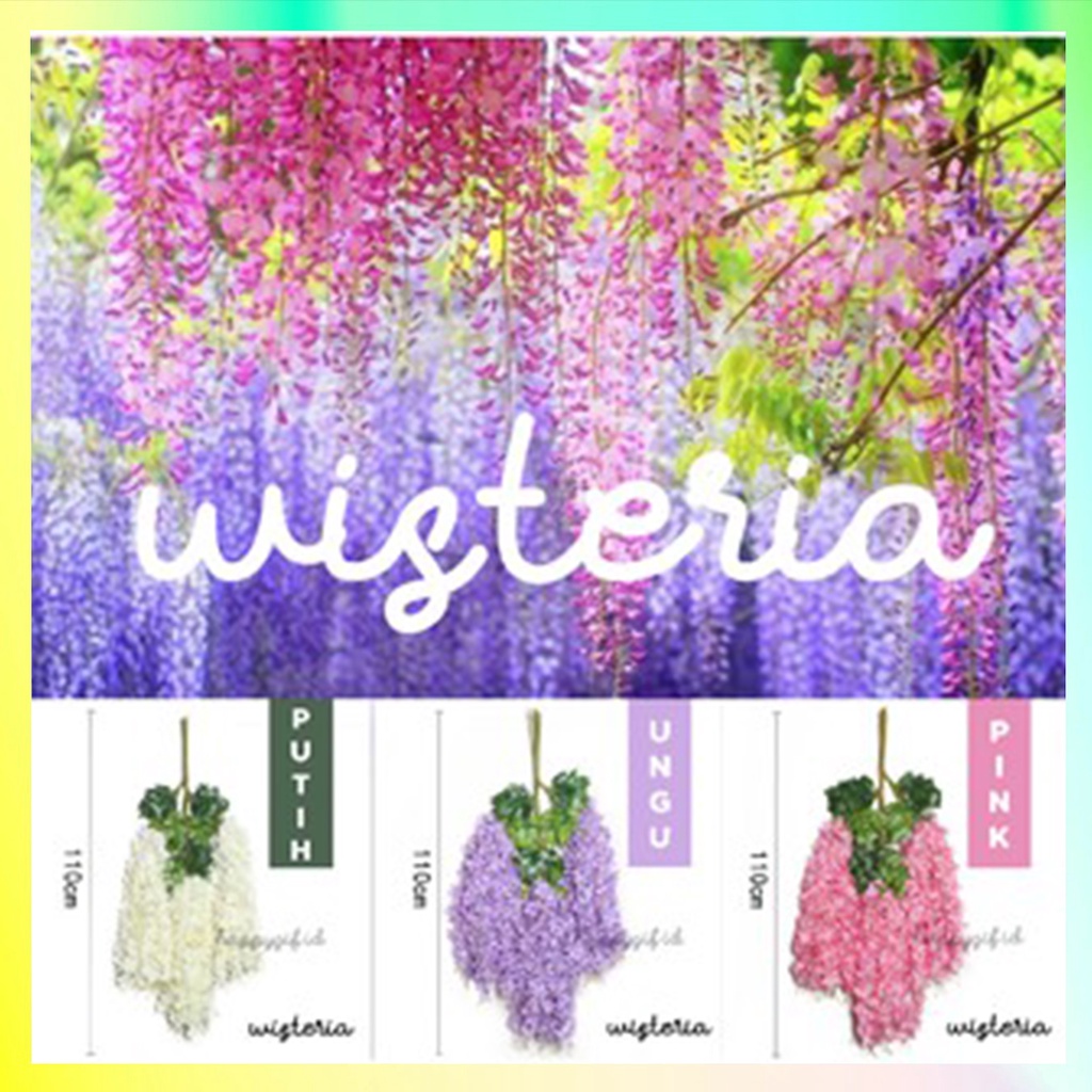 WISTERIA Bunga Hias Artifisial Dekor Wedding Acara indoor outdoor