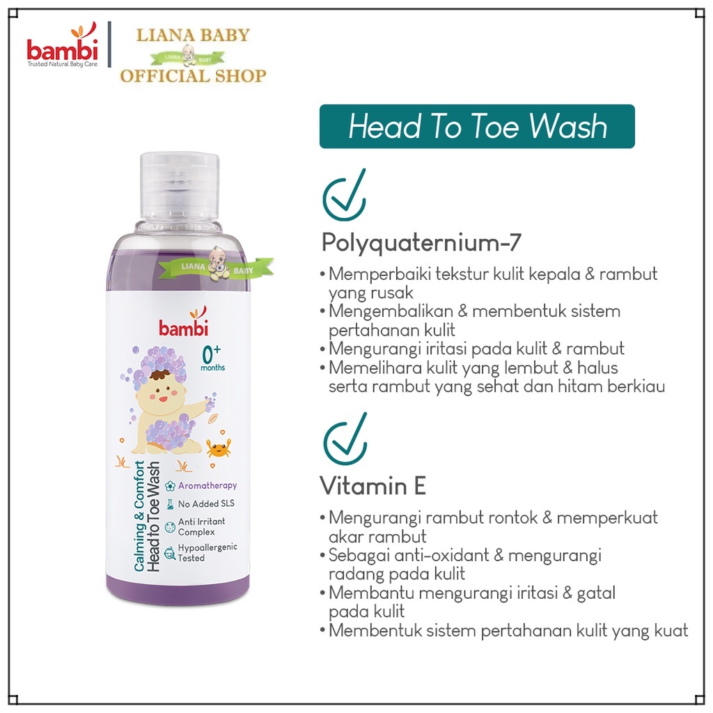 PERA688 BAMBI BABY CALMING AND COMFORT HEAD TO TOE WASH SABUN&amp;SHAMPOO BAYI 200ML