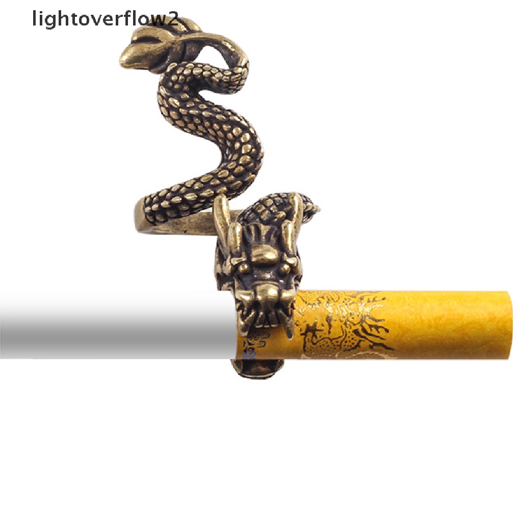 (lightoverflow2) Cincin Holder Rokok Adjustable Desain Naga Gaya Retro