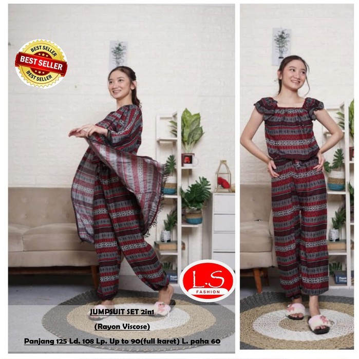 Nezka Jumpsuit 2in1 Jamsuit set wanita kekinian Jumpsuit motif wanita