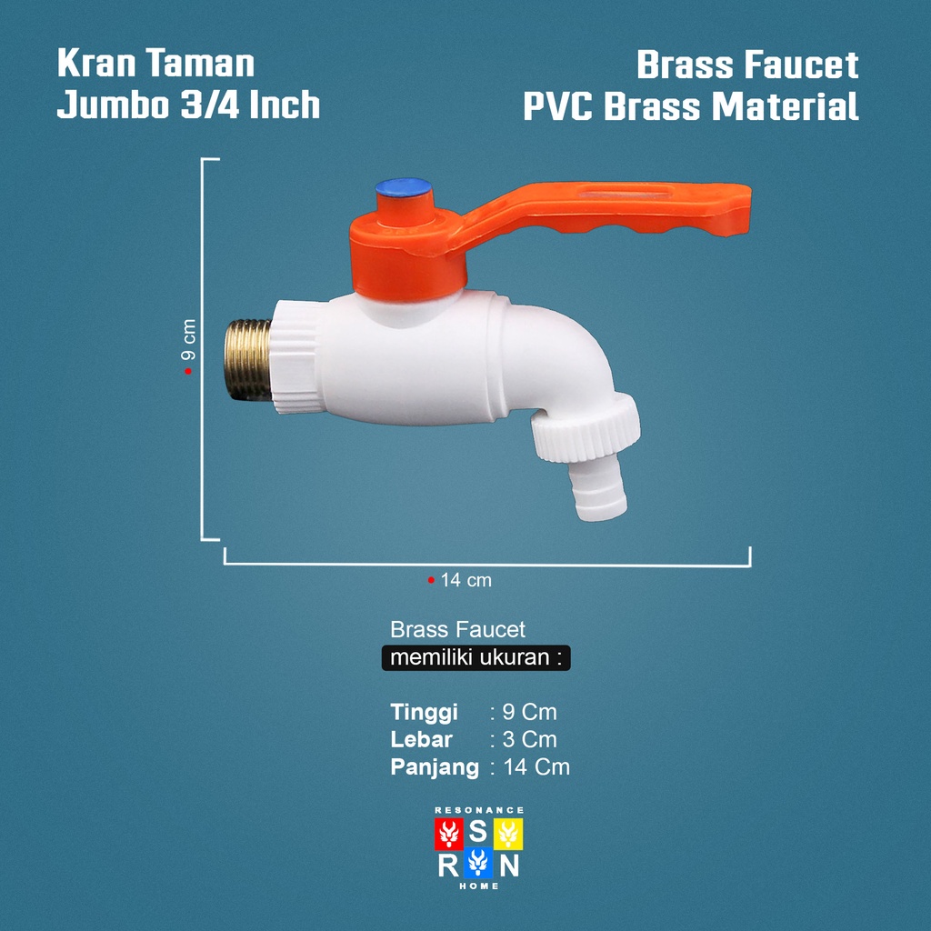 Kran Taman Jumbo Drat Kuningan 3/4 Inci Resonance Home