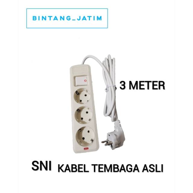 STOP KONTAK 3 LUBANG PANJANG 3M + KABEL / STOP KONTAK KABEL / colokan listrik