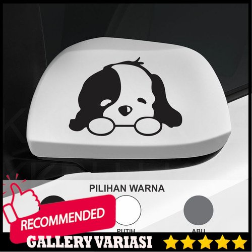 Cutting Sticker Mobil Anjing Lucu Belang Doggy Sticker Spion Mobil - Hitam