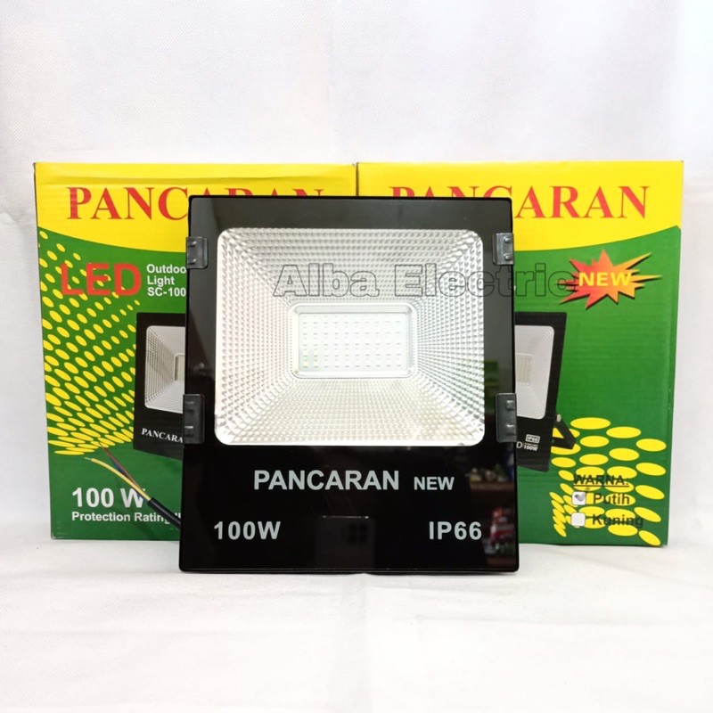 Lampu sorot LED 100 watt PUTIH PANCARAN FREE BUBBLE WRAP lampu tembak Outdoor LED 100 watt