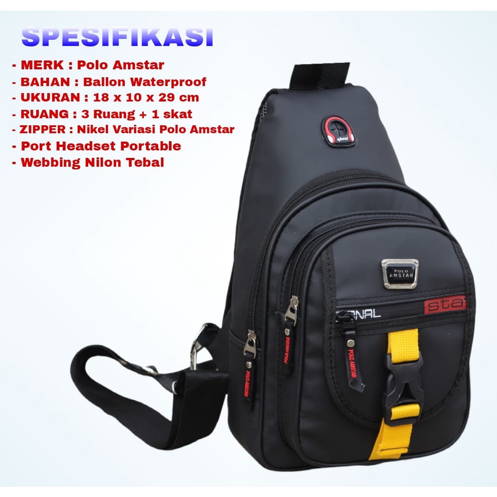 Tas Pundak Anti Air Bahan Ballon Original Polo Amstar Slingbag Waterproof