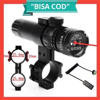 TaffLED Tactical Red Dot Laser Gun Scope Mount Airsoft Rifle + Baterai + Charger Jangkauan Laser Sangat Jauh Bisa Digunakan Terang dan Gelap 1KM masih Jelas