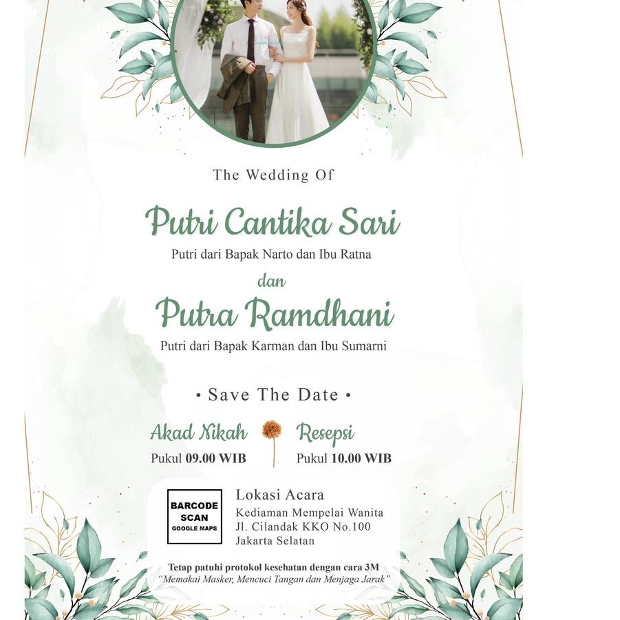☁ UNDANGAN PERNIKAHAN GAMBAR DIGITAL JPG PREMIUM ELEGAN CANTIK / WEDDING INVITATION - V8 ◙