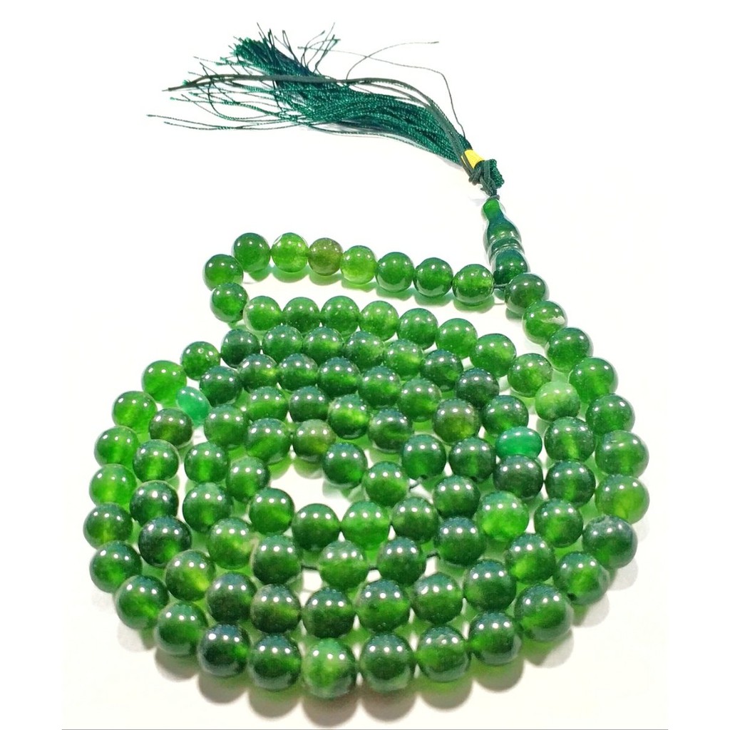 TASBIH NATURAL BATU GIOK JADE HIJAU LUMUT ASLI JAMINAN BERGARANSI