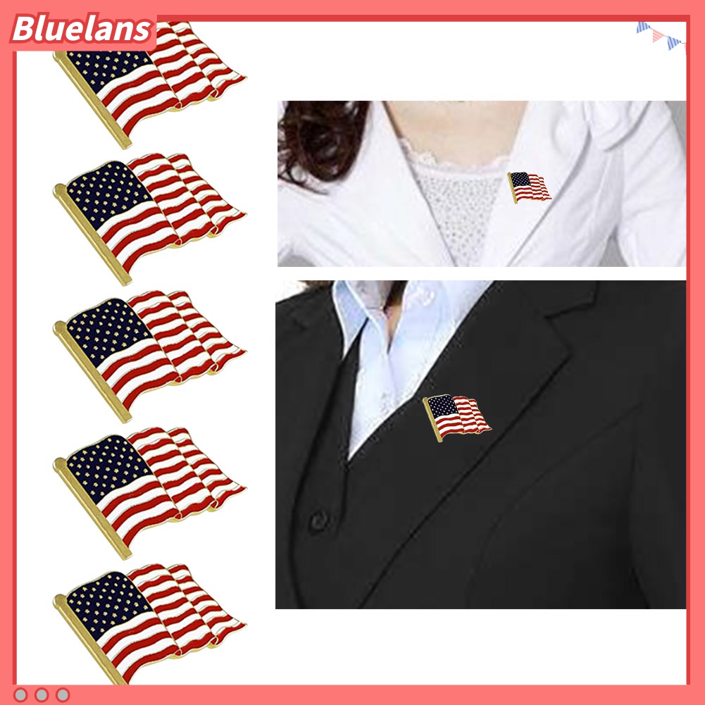 5pcs Bros Pin Enamel Desain Bendera Amerika Untuk Dekorasi Jaket Denim Tas Topi Unisex