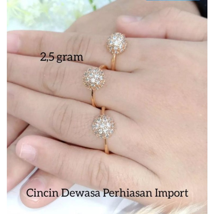 (Anti Karat) CINCIN BOLA PERMATA DI*R REPLIKA EMAS 18K