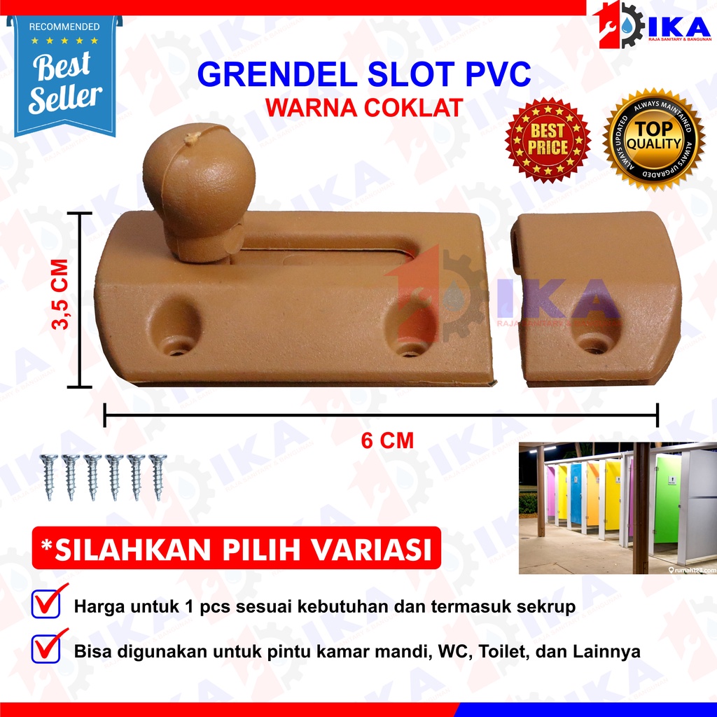 TARIKAN JENGKOL - ENGSEL PVC 4&quot; - GRENDEL PVC SLOT UTK PINTU KAMAR MANDI EKONOMISKUAT DAN HEMAT