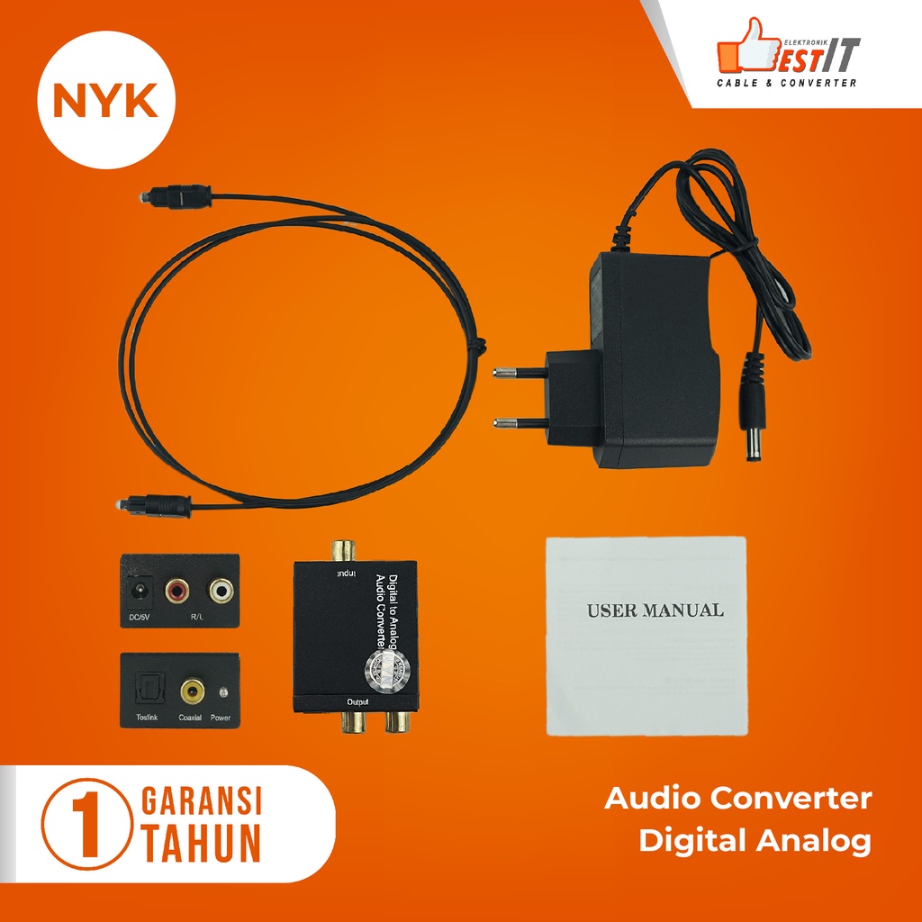 Audio Digital to Analog RCA Converter Coaxial to RCA untuk LED TV BluRay atau DVD Player