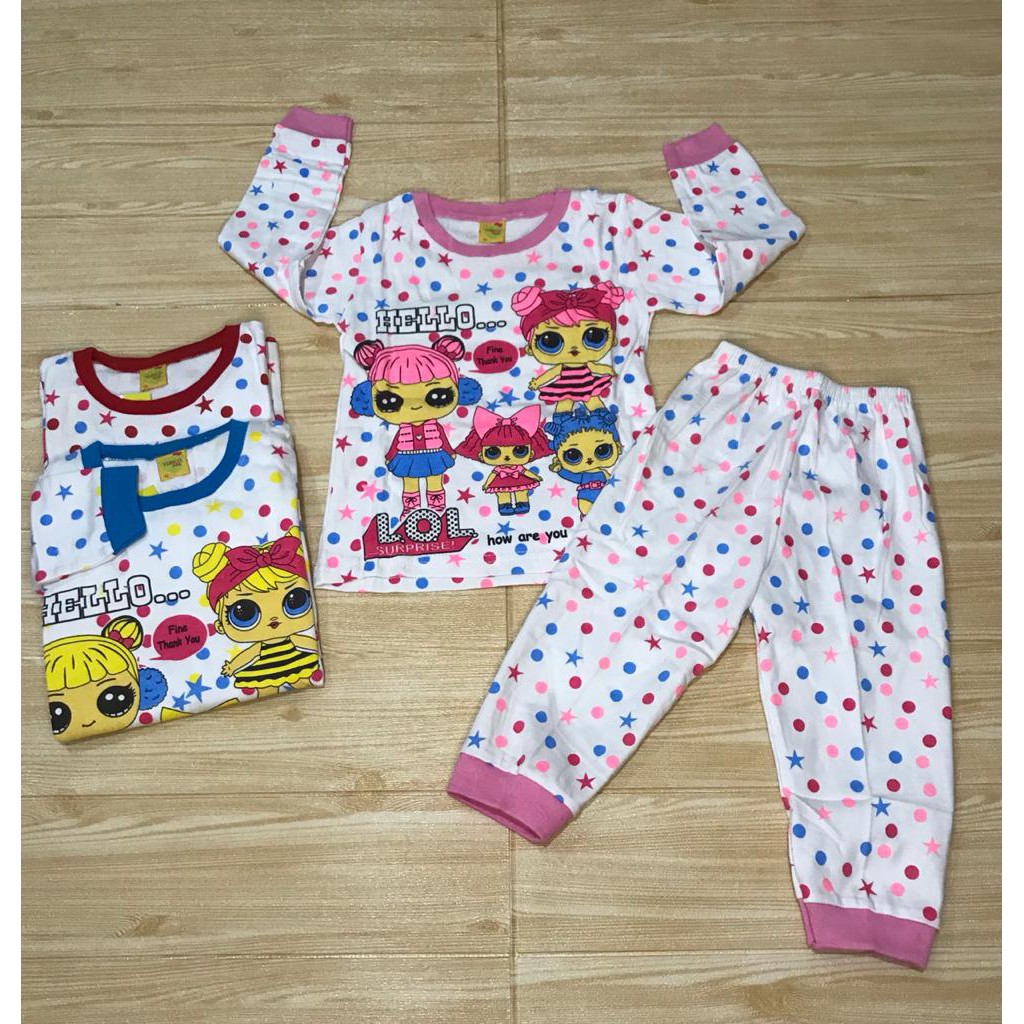 BAJU TIDUR KAOS BAYI PEREMPUAN / SETELAN BAJU TIDUR BALITA LOL / PIYAMA ANAK LOL