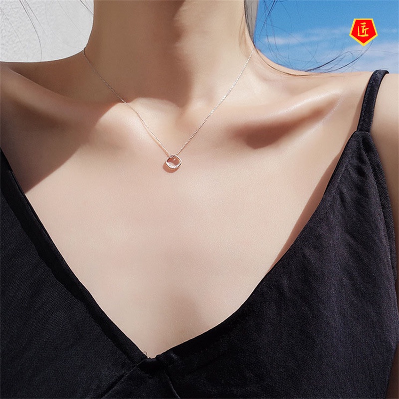 [Ready Stock]Rhinestone Geometric Silver Necklace Women's Temperamental Artistic Accessories