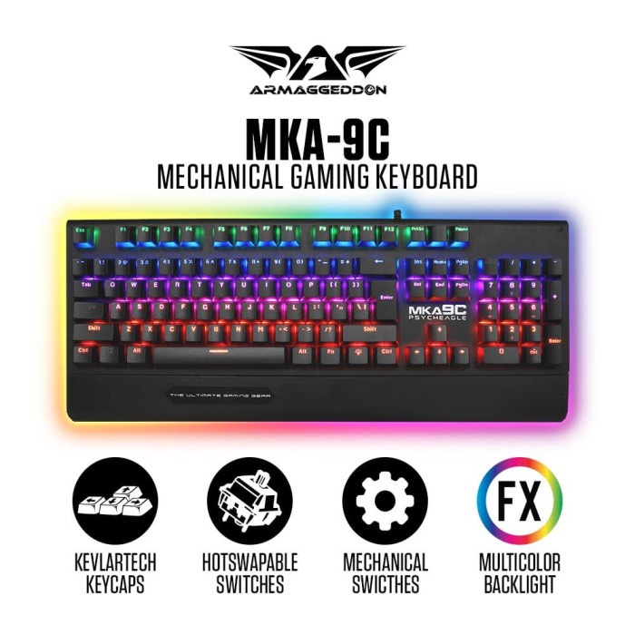 Armaggeddon MKA-9C Keyboard Gaming Mechanical Blue Switch MultiColour RGB