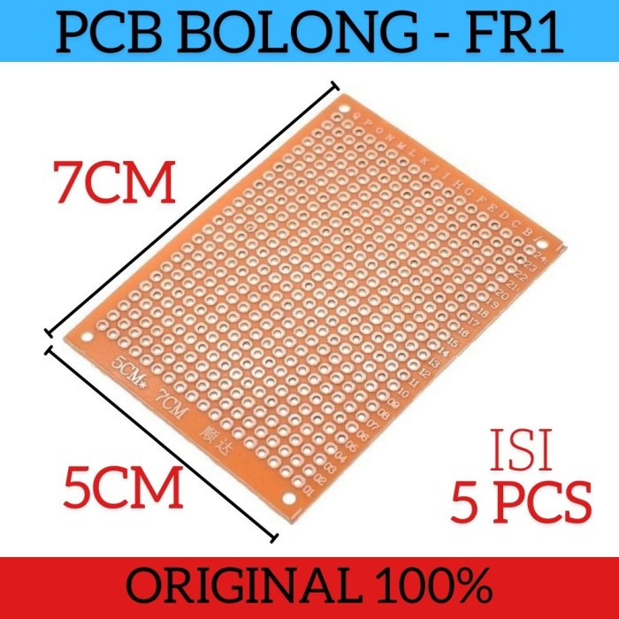 Isi 5 Pcs PCB Bolong Lubang IC Matrix Single Side FR1 Ukuran 5 x 7cm