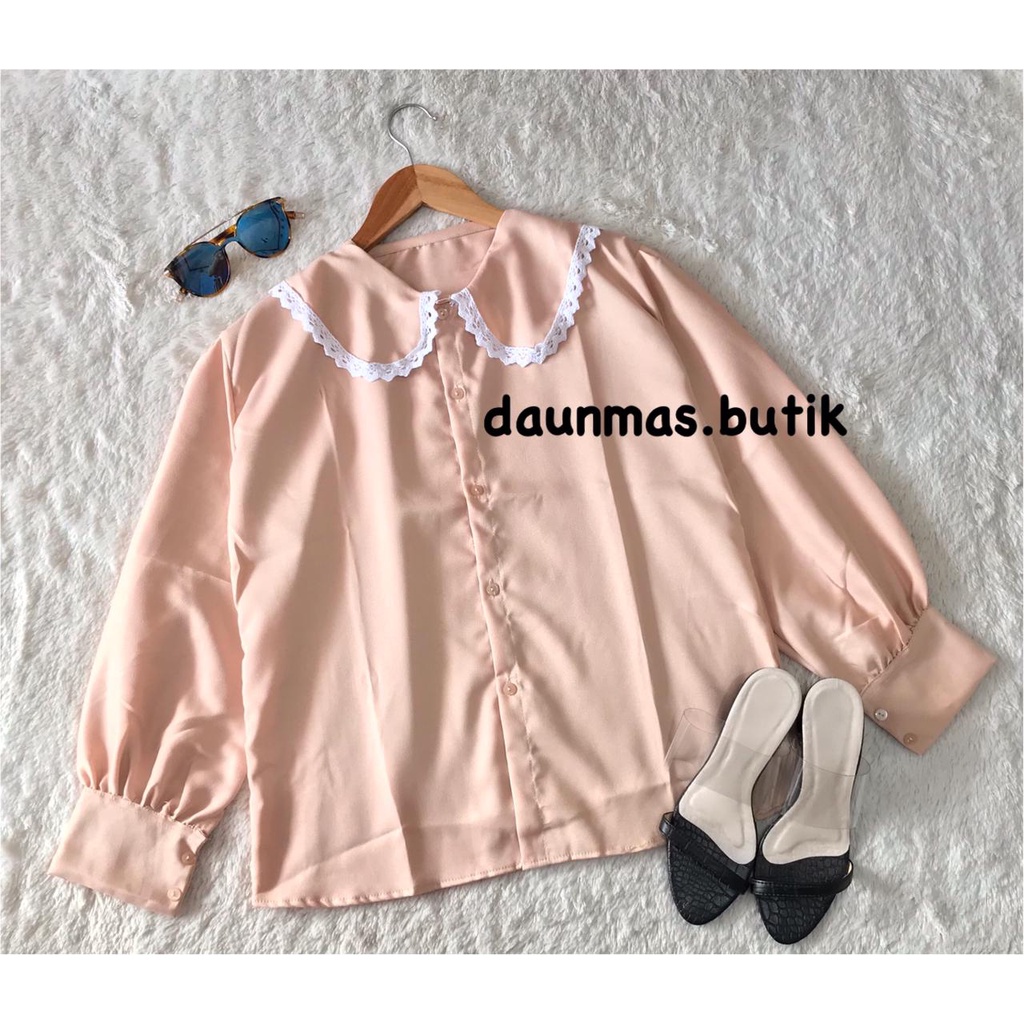 1KG MUAT 6PCS | OWLY BLOUSE KOREA KANCING BUSUI FASHION WANITA MUSLIMAH-KELLYA MOCCA