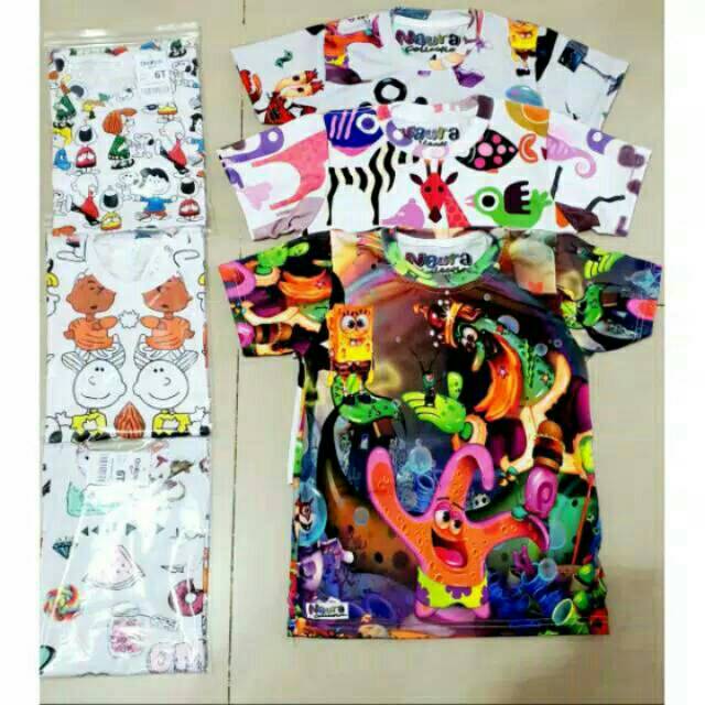 Setelan Kaos full print , size 2-6th