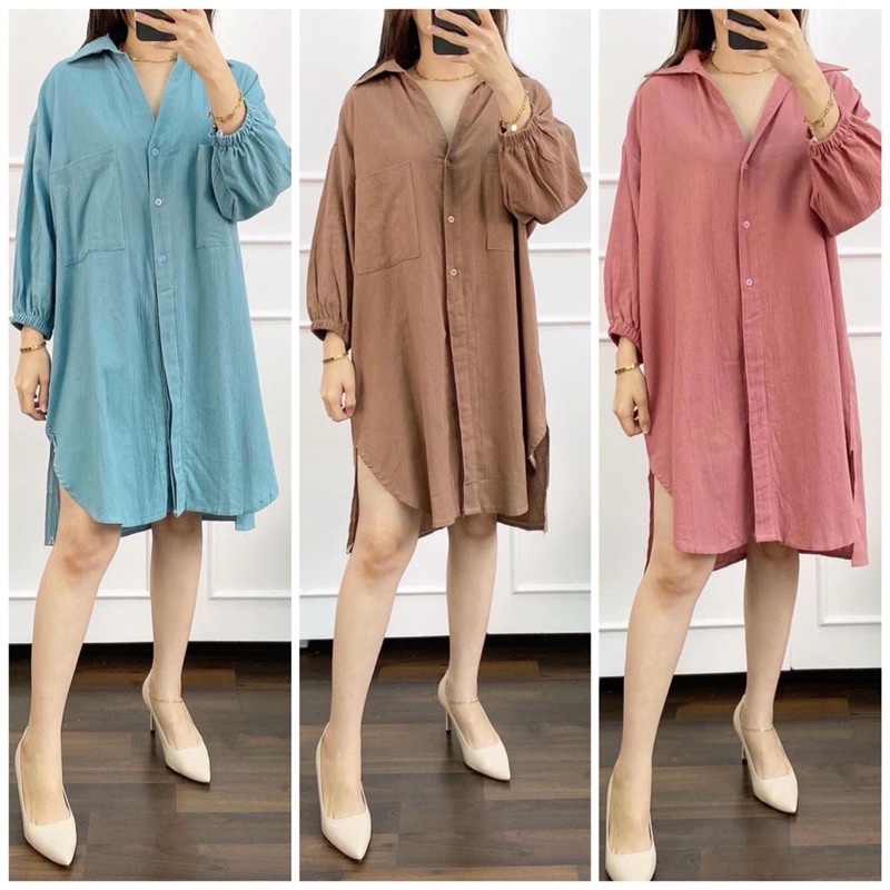 LUNA TUNIK WANITA POLOS JUMBO TIDAK BERSAKU LD 102-120-140 BAHAN SHAKILA TORINO PREMIUM IMPORT TERMURAH