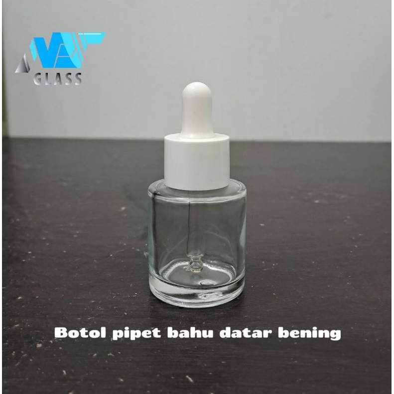 botol pipet kaca 20ml bening bahu datar / botol serum 20ml