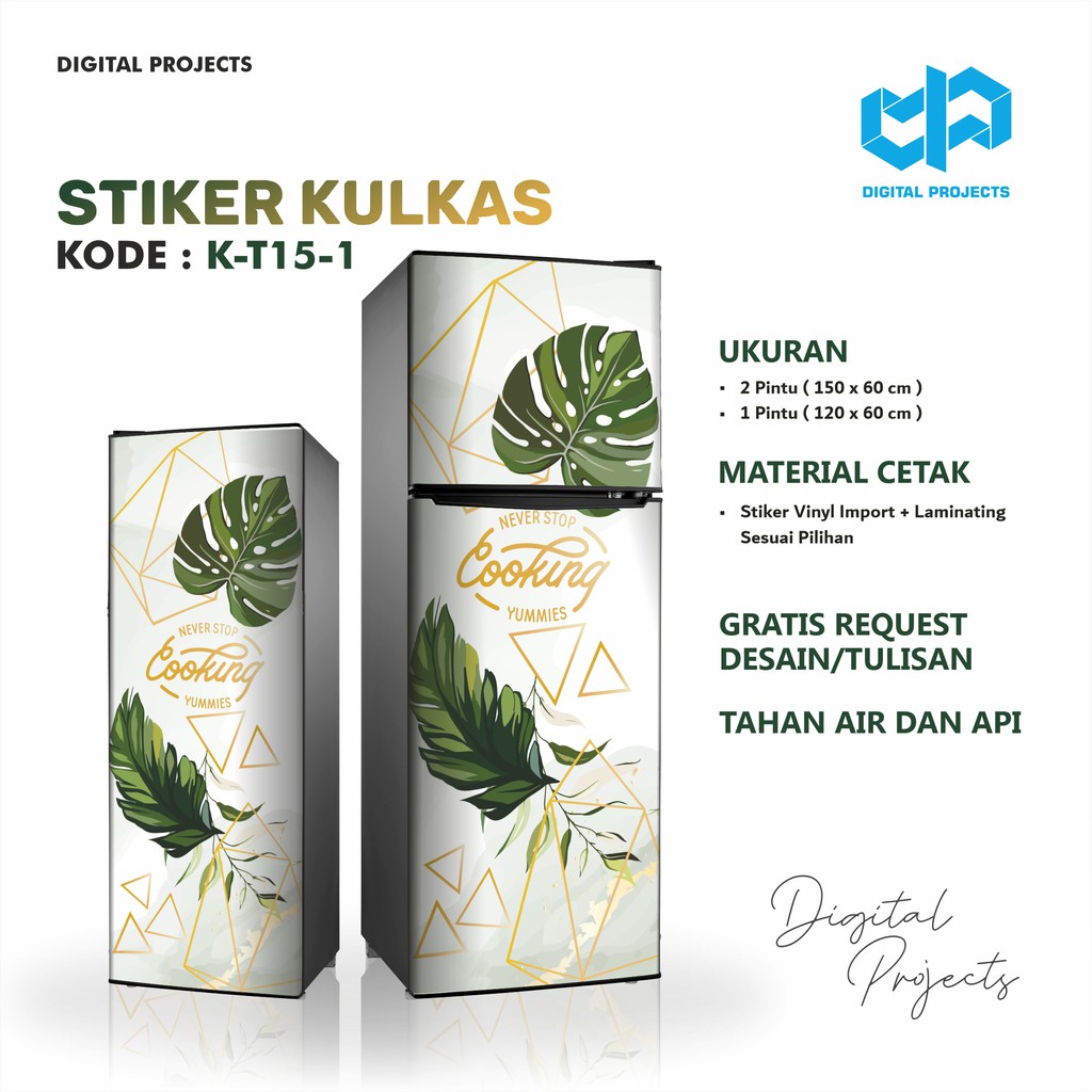  Stiker  Kulkas  1 pintu 2 pintu bunda motif tropical 