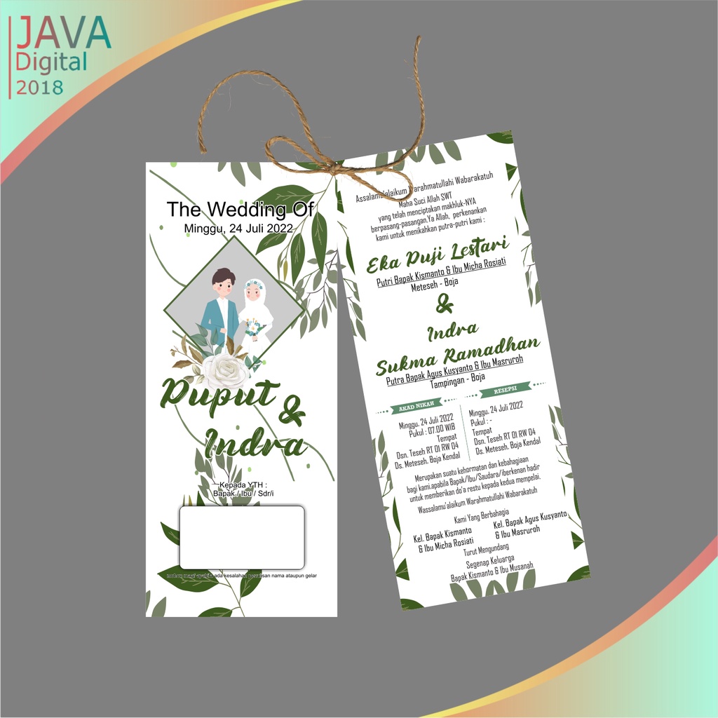 

Undangan Pernikahan Model Hangtag,Simpel, Praktis, Kekinian, Bahan BC