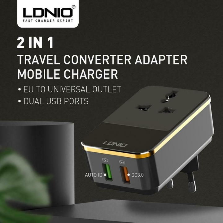 LDNIO SC1205 Wall Travel Fast Turbo Charger Dual USB Port with QC3.0