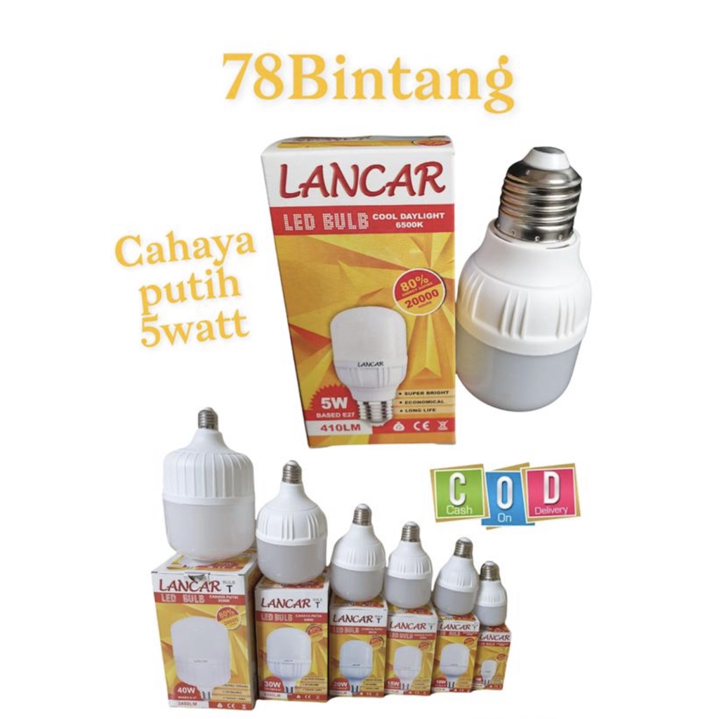 78Bintang LAMPU LED 5 WATT LANCAR SNI PUTIH - BOHLAM LAMPU 5WATT PUTIH - LAMPU LED 5 WATT - BOHLAM L