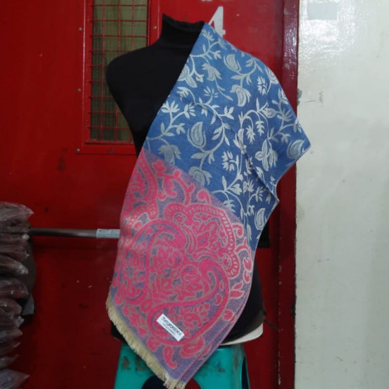 Pashmina Cashmere bunga rantai | Motif | Selendang | Scarf | Syal | Shawl | Pasmina