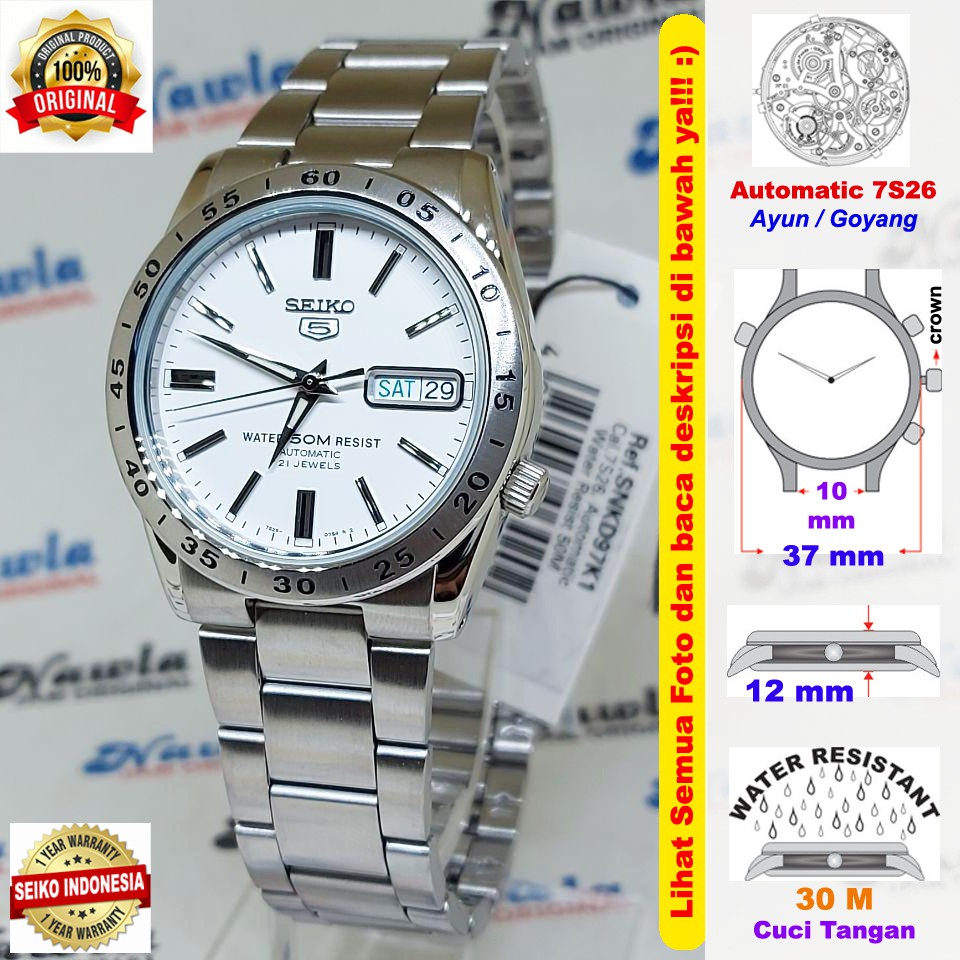 Seiko 5 Snkd97k1 Automatic White Dial | Jam Pria Snkd97