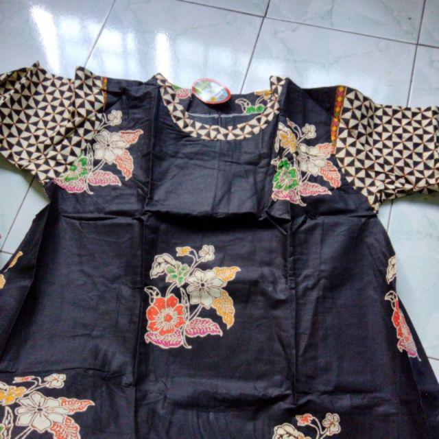 Tunik Aserehe Adona Hitam Big Size Jumbo Batik Modern Seragam Kantor
