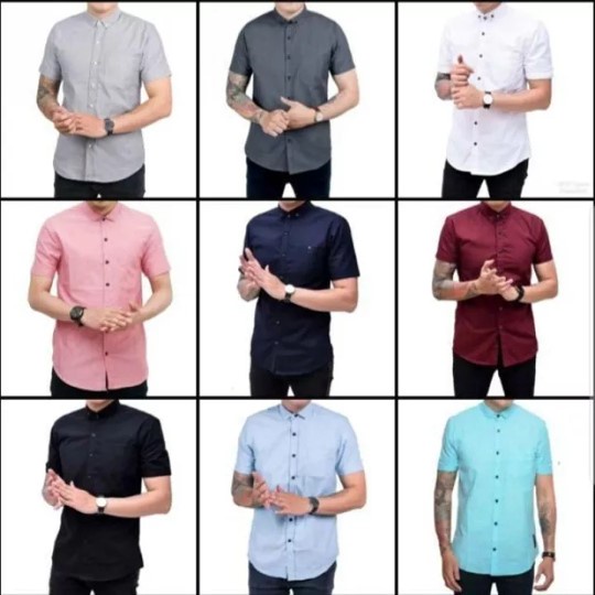 Kemeja Pria Polos Lengan Pendek Distro Premium Oxport,kemeja pria lengan pendek/kemeja polos pria lengan pendek/kemeja polos