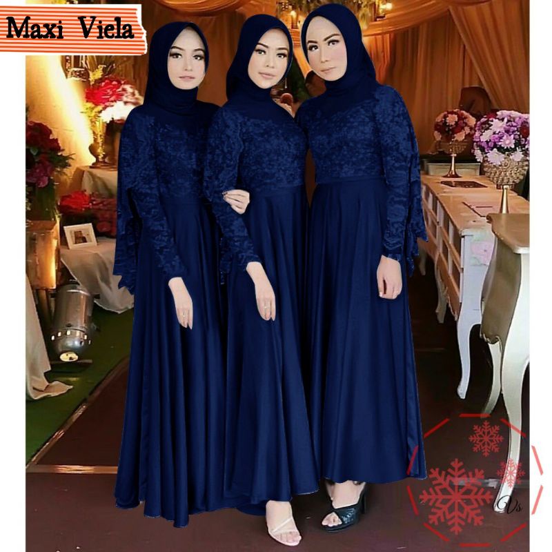 BAJU DRESS GAMIS BROKAT BRUKAT TULANG LENGAN PANJANG FASHION WANITA MUSLIM UMROH KONDANGAN SERAGAM B