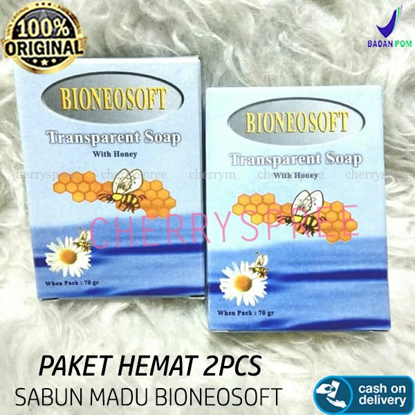 Paket 2pcs Sabun Bioneosoft Madu Transparan Sabun Madu Biosoft Original BPOM Honey Soap Kulit Bersih