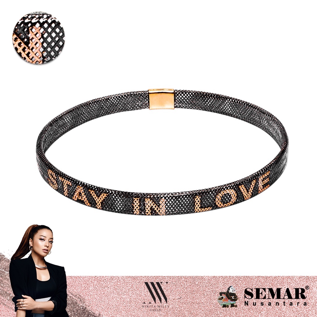 Nikita Willy Gold Gelang Emas Featherlite Black Stay In Love - Bangle 17K Semar Nusantara