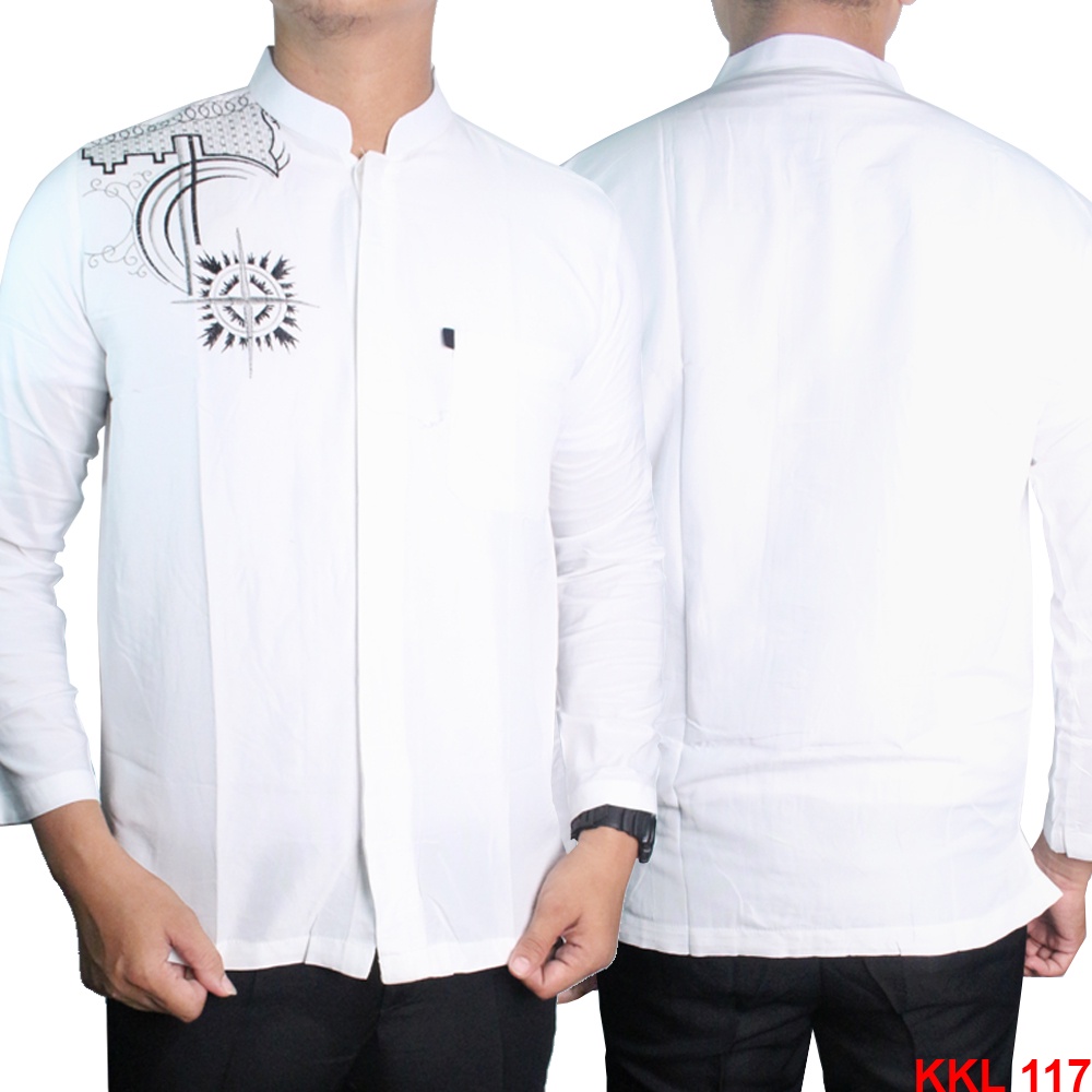 Baju Koko Dewasa Putih Lengan Panjang