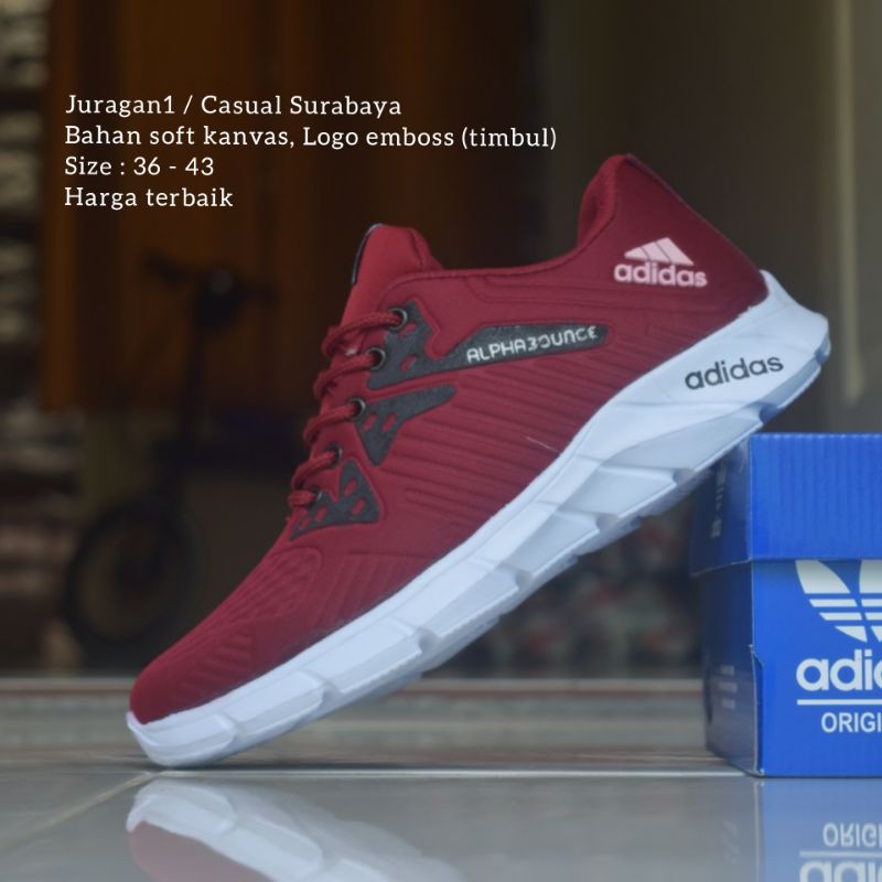 HARGA TERBAIK !!! Adidas Alpabon Merah Maroon - Pria Wanita