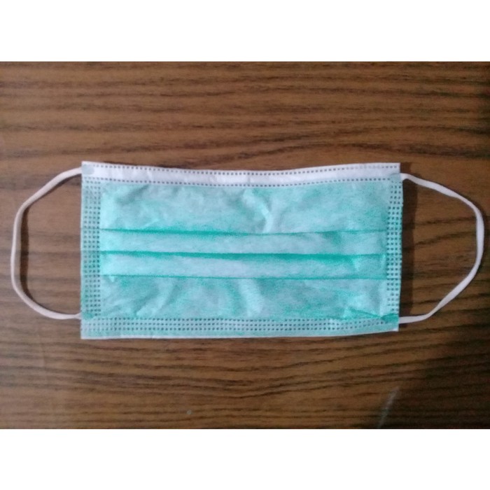 RASPOL masker 3ply hidung mulut tipe earloop ear loop telinga non hijab hijau non sensi