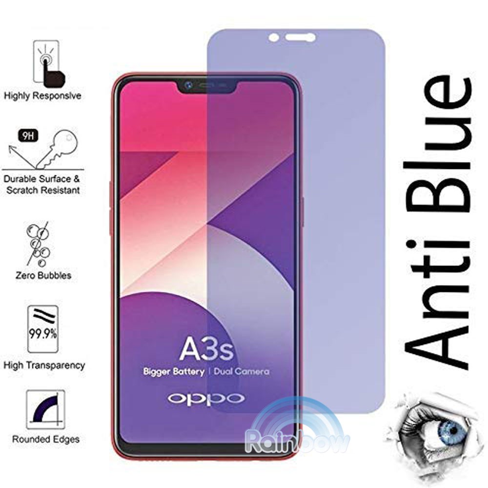 Tempered Glass Oppo A3s Blue Light Screen Pelindung Layar Hp Anti Gores Oppo A3s Blue Light