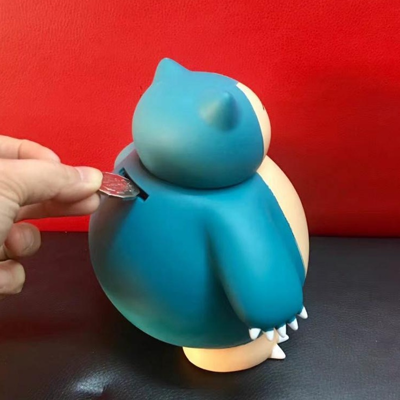 16cm Pokemon Snorlax Piggy Bank Cartoon Vinyl Money Box Ornamental Figure Toy