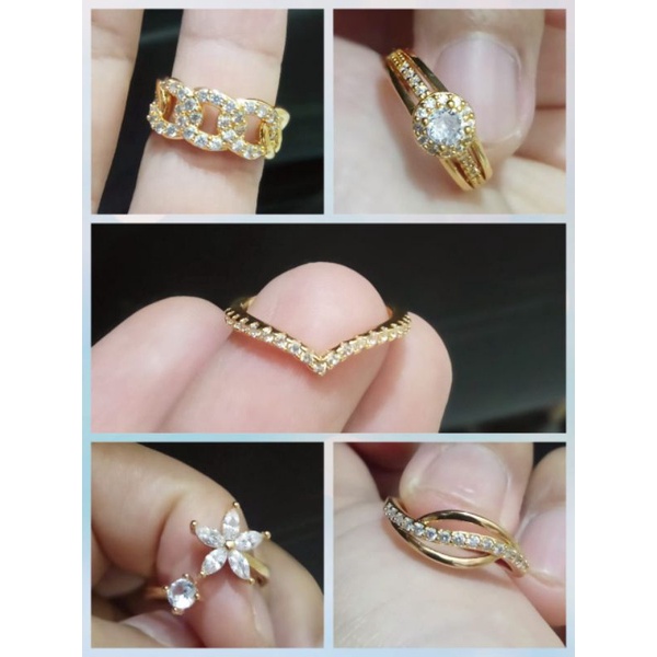 cincin xuping wanita berlapis emas dengan mata zircon