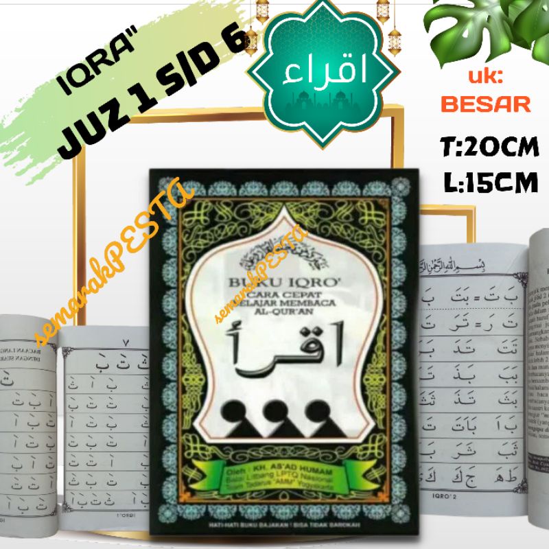 (besar) buku iqro lengkap, kitab iqro original, buku iqro besar juz 1 s/d 6