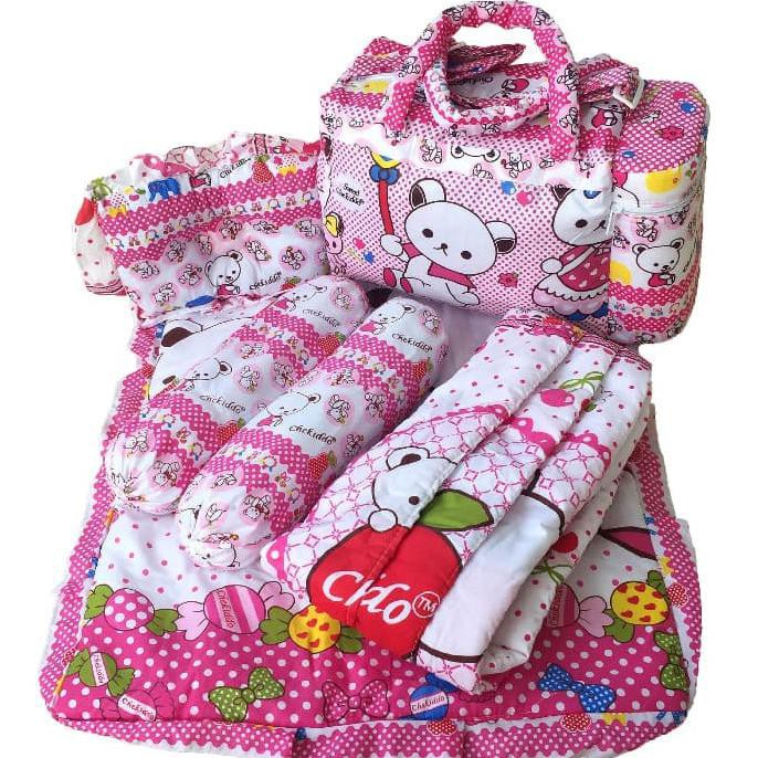 Kado Paket Perlengkapan Bayi Chekido 4in1 / tas / Kasur Bayi / Bantal Bayi / Gift Set / Gendongan