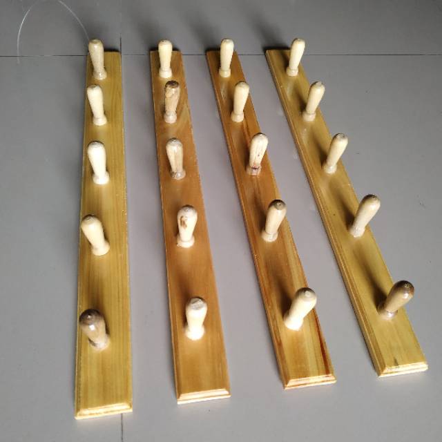 kapstok baju unik Kapstok baju kayu gantungan baju kayu 5 kait