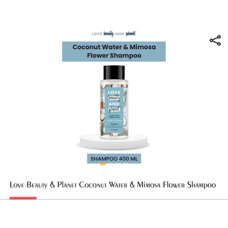 Love Beauty & Planet Coconut Water & Mimosa Flower Shampoo