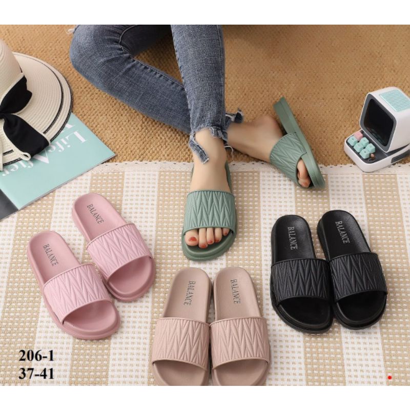 Sandal Selop Wanita Jelly Balance Import model Kerut Teplek