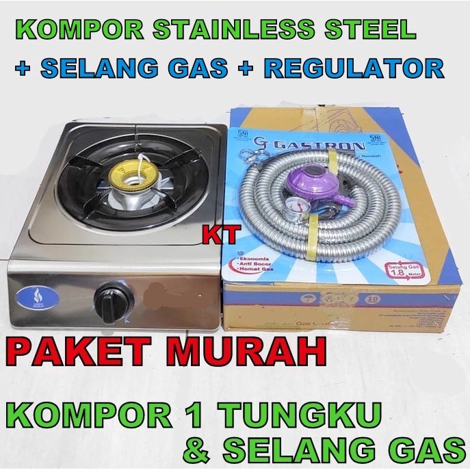 Paket kompor 1 tungku dan selang plus regulator / paket kompor 1 tungku/ kompor gas 1 tungku/ kompor gas murah