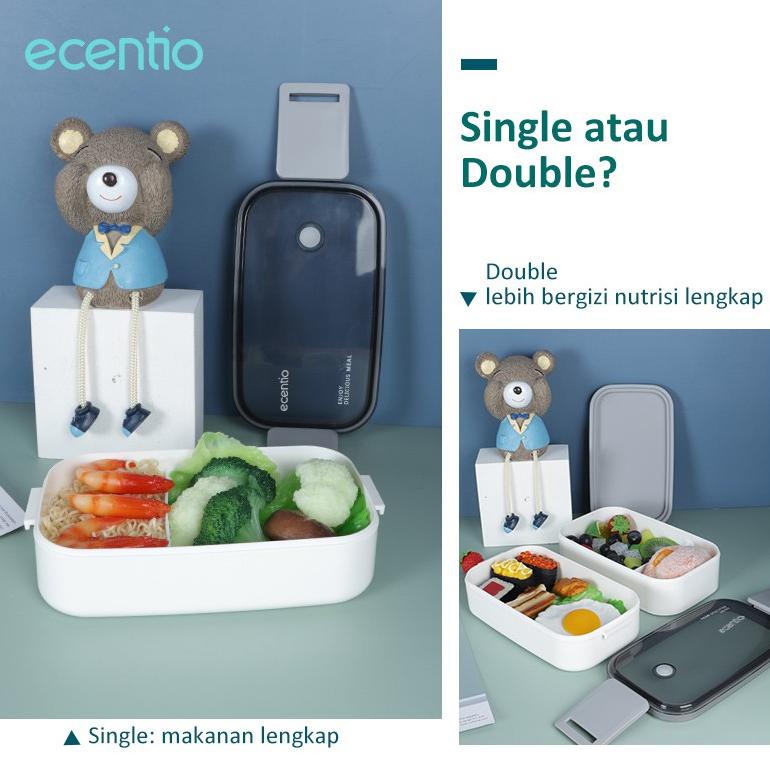 Ecentio Lunch Box Kotak Makan Set Tas Bekal Murah 3 Pcs/Set 800Ml Kotak Makan/Portabel Tas Bekal