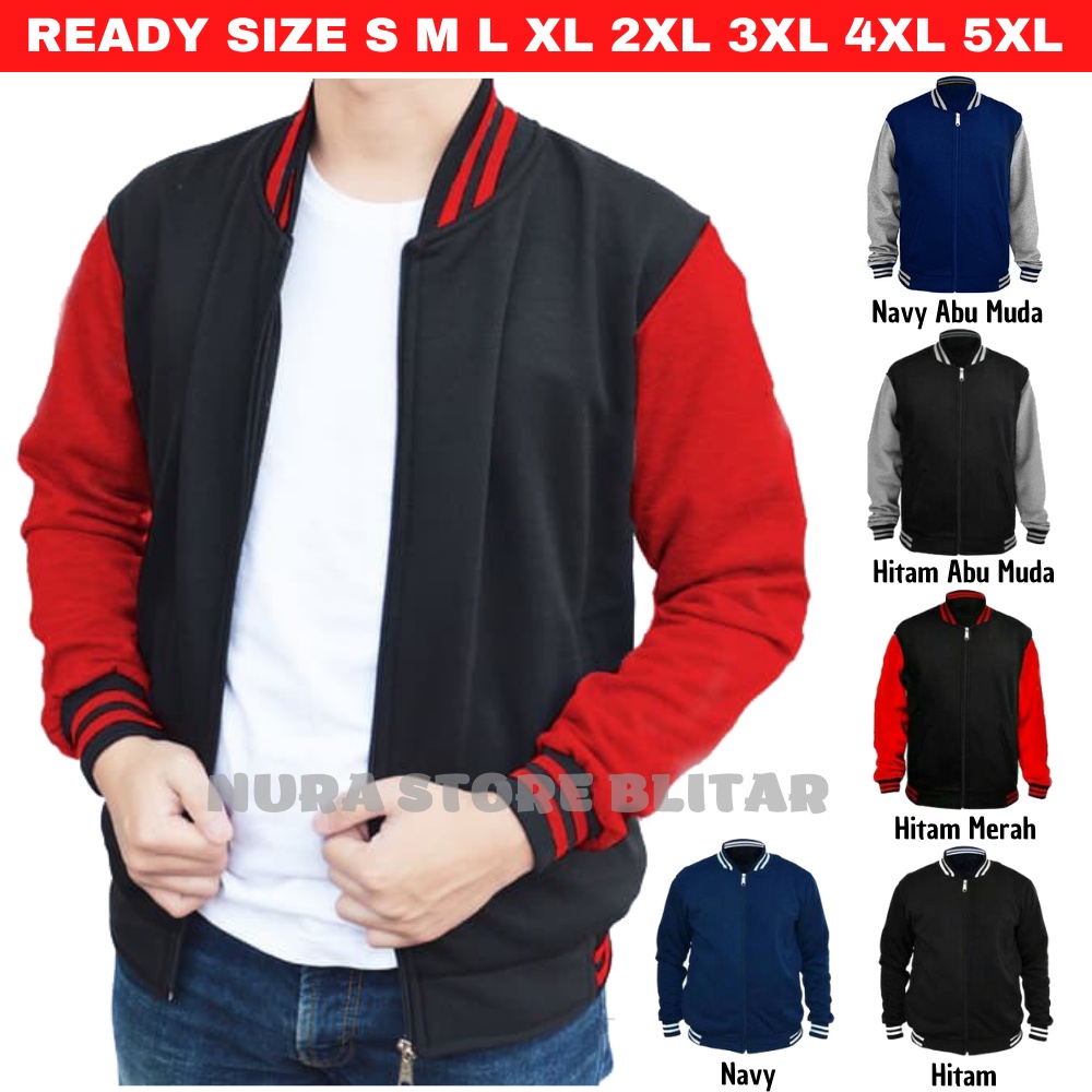 Jacket Baseball Varsity Pria Cowok Cewek Wanita Polos Couple Jumbo Custom Sablon M L XL XXL XXXL XXX